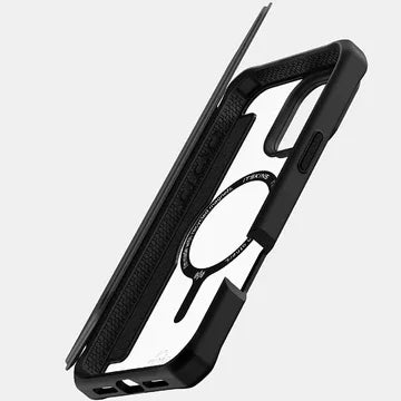 iPhone 16 Pro Max Itskins Hybrid Folio Magsafe Cover - Black Leather - Tashqila iPhone 16 Pro Max Itskins Hybrid Folio Magsafe Cover - Black Leather - Tashqila